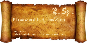 Mindszenti Szimóna névjegykártya